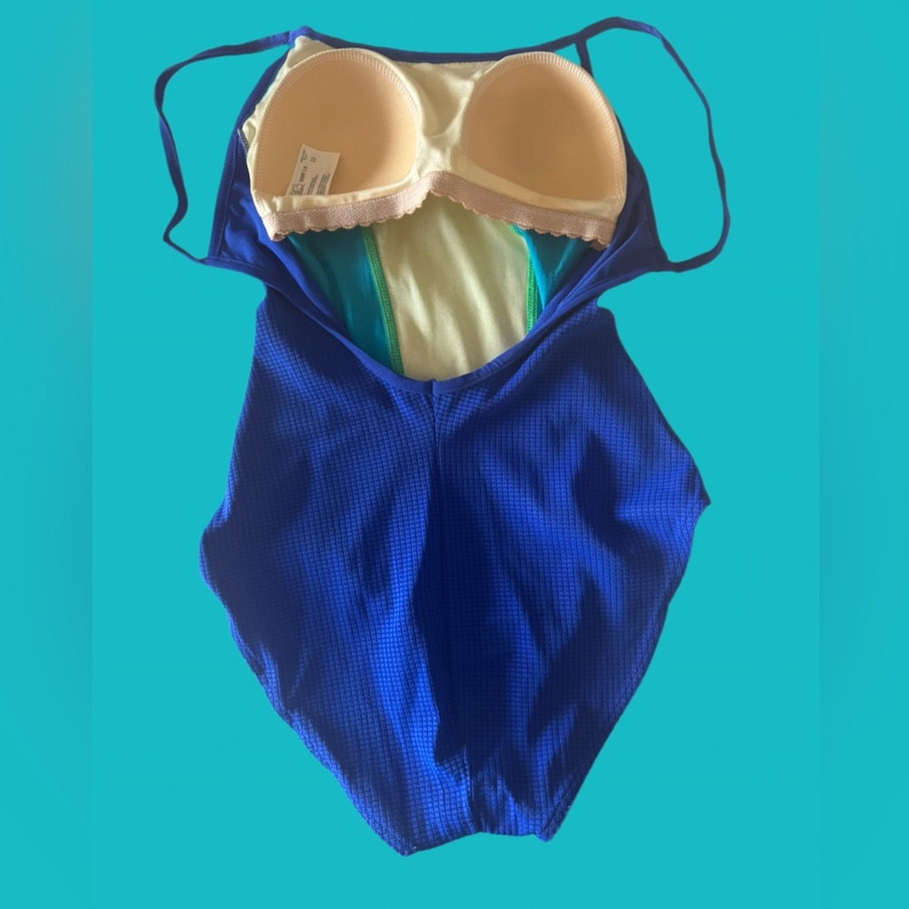 Vintage Maillot Batten Body ID color block one piece swimsuit Size 10 - Picture 2 of 4